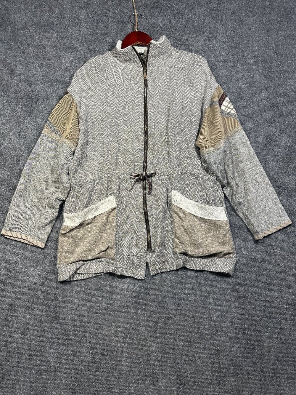 Vintage K D Spring Sweater Womens Medium Cardigan Full Zip Artsy Jacket Pockets